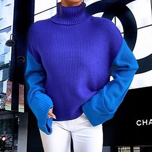 Stunning Turtleneck Rib Knit Sweater.